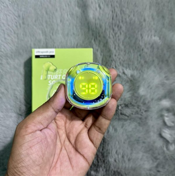 Ultrapods Pro Crystal Earbuds Bluetooth 5.3 – Light Green arohishop