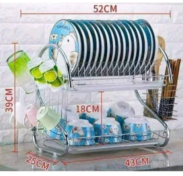 2 Layer Kitchen Dish Rack Stainless Steel arohishop